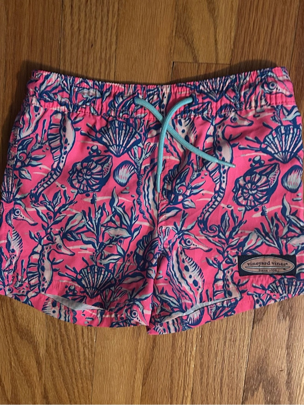 Vineyard Vines Kids Chappy Swim Trunks Pink Seashell Print Size 2T